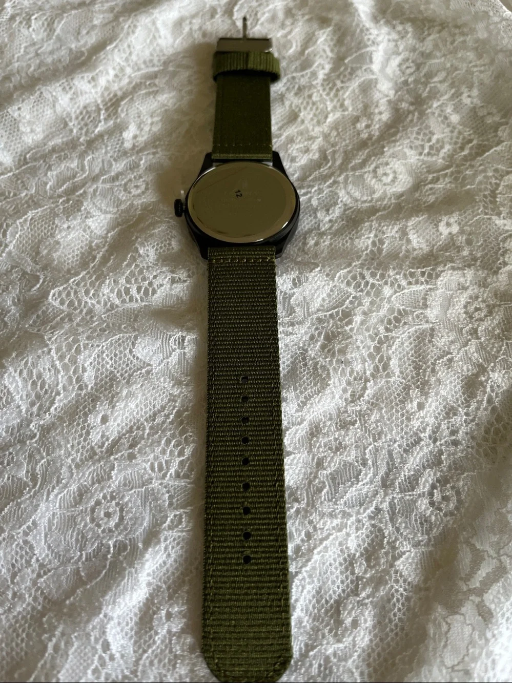 Men's Khaki Dial Quartz Watch with Green Nylon Strap